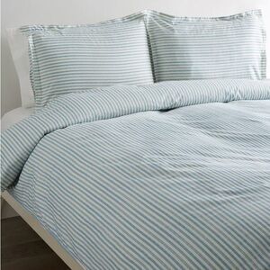 Printed Design Cotton Collection 400 Thread Count Navy Bamboo Strip Duvet Set Qn